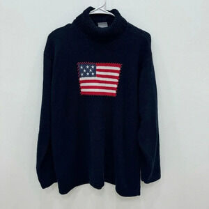 Carolina Colours Vintage Patriotic American Flag Turtleneck Sweater USA